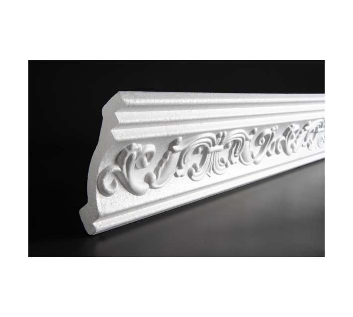 Upper Edge Flower Polystyrene Cornice - White (2000 x 65.4 x 86.5mm)