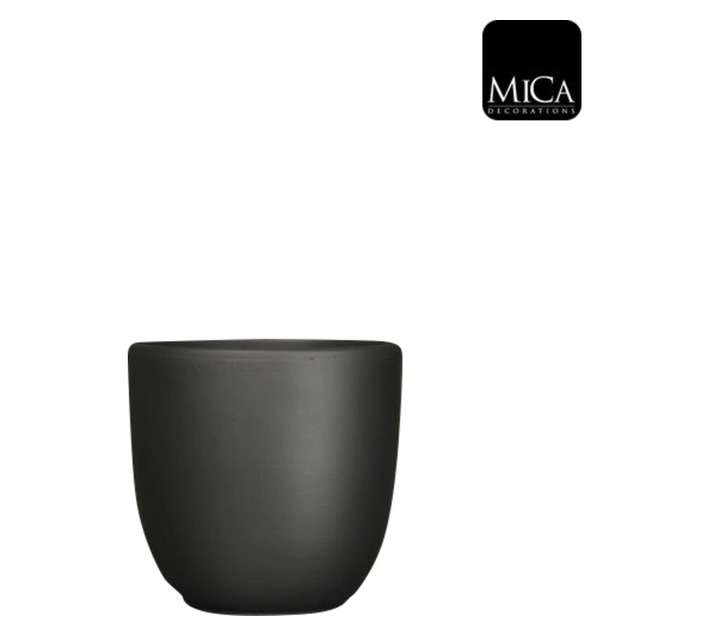 First Dutch Brands Ceramic Round Tusca Pot - Matt Black (225 x 200mm)