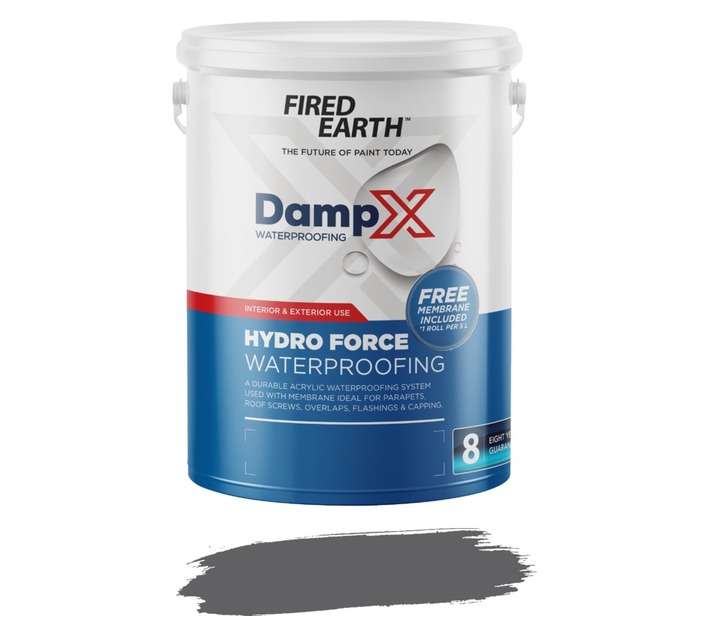 Fired Earth BW069-7-5L DampX Hydro Force Waterproofing with Membrane - Charcoal (5L)