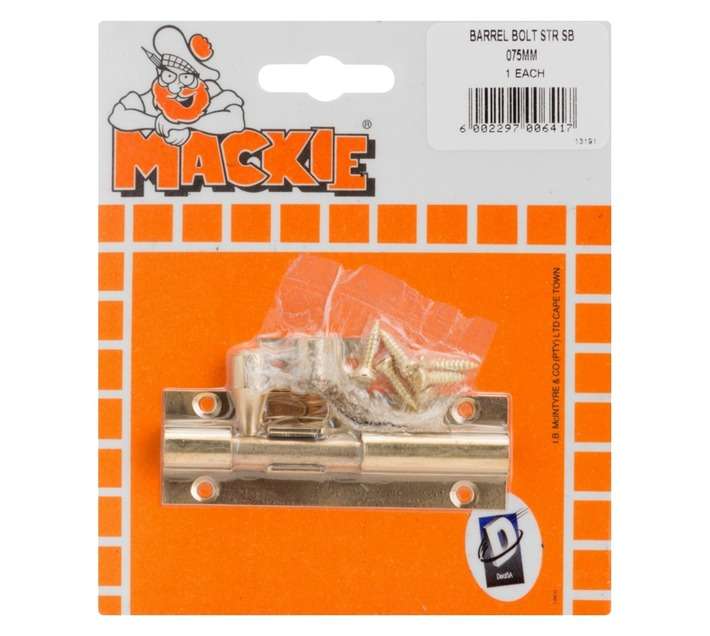 Mackie Barrel Bolt Straight - Brass (75mm)