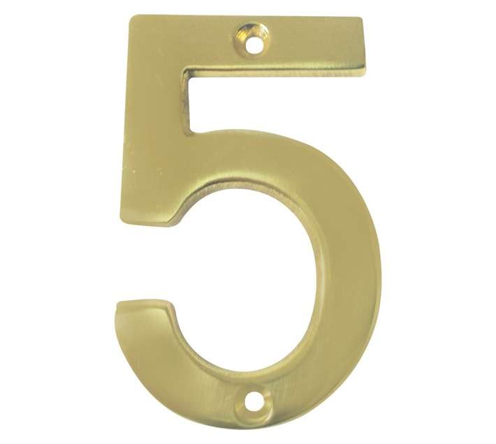 Euro Brass Numeral 5 - Brass (75mm)