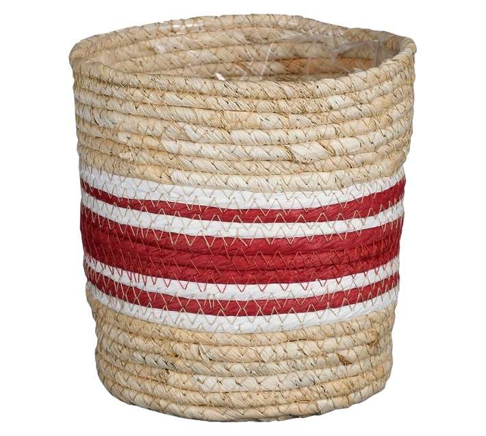 FDB Rachel Planter Basket - Light brown/Red/White (160 x 160mm)