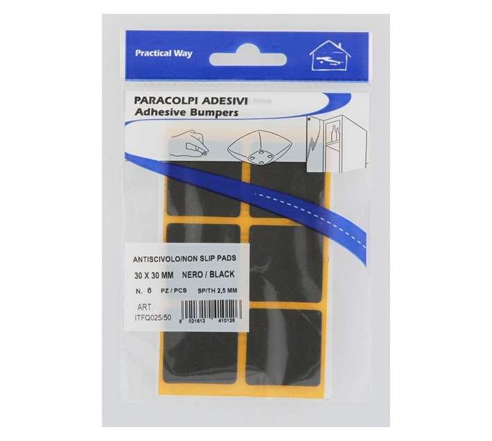 Safe Top Adhesive Non Slip Bumper Square - Blue (30 x 30 x 2.5mm x 6 Pads)
