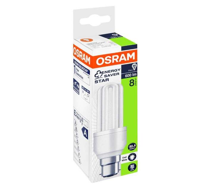 Osram B22 Compact Fluorescent Globe - Cool White (11w)