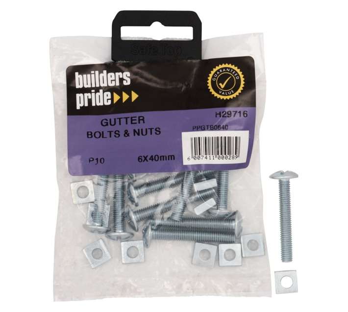 Safe Top 6 x 40mm Gutter Bolt and Nut (10 Pack)