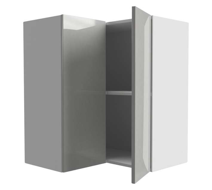 Home and Kitchen Gloss Top Corner Unit - Satin Grey (600mm)