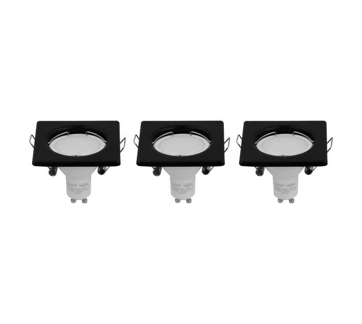 Lightworx DL3PKSB 3 x Gu10 Square LED Downlight - Black (4W)