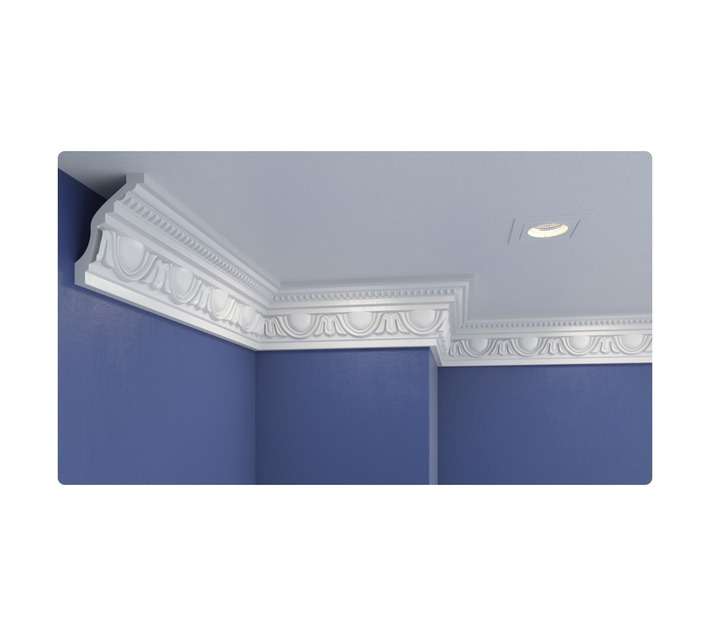 Upper Edge 3 x Rib Shell Polystyrene Cornices - White (2000 x 65.4 x 86.5mm)