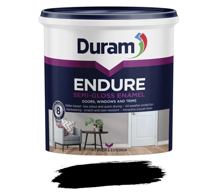 Duram Endure Semi-Gloss Enamel - Black (1L)