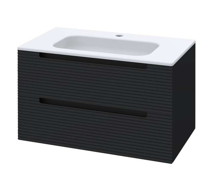 Luximo Design 2 Drawer Cara Vanity Cabinet - Matt Black (800mm)