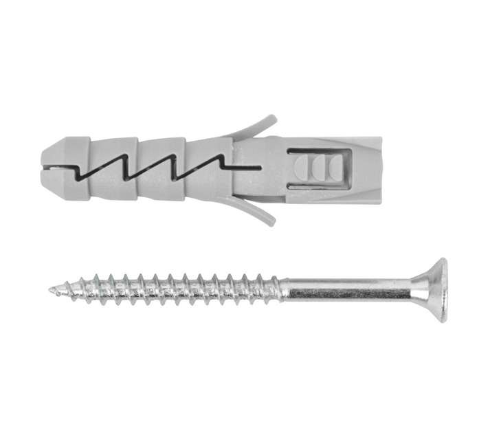 Rawlplug 50 x Nylon Expansion Plugs and Screws - Silver (10 x 50mm)