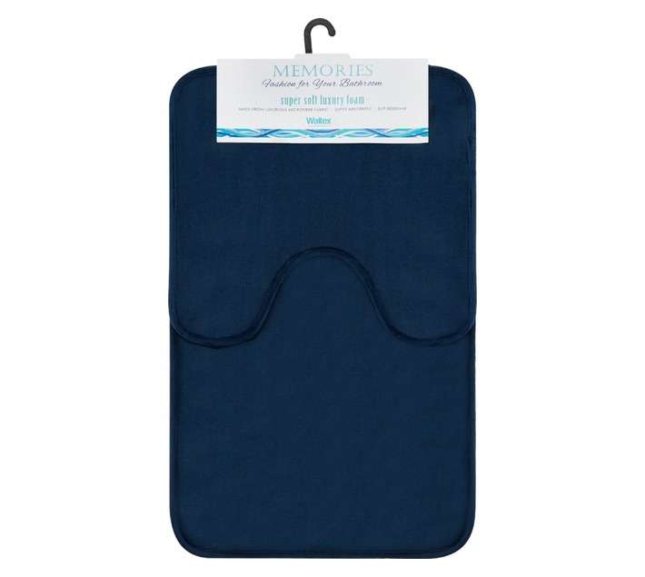 Waltex Memories 2 Piece Plain Bathmat - Navy