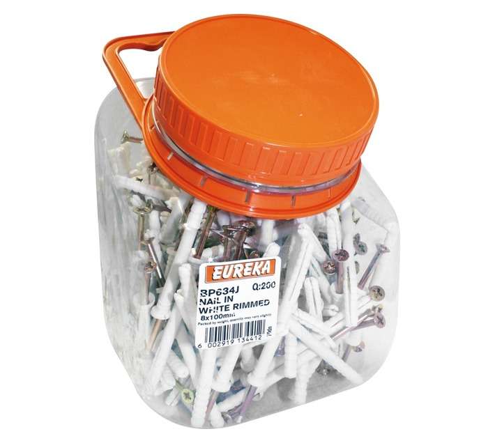 Nail In White Rimmed 200 Bucket (8mm x 100mm)