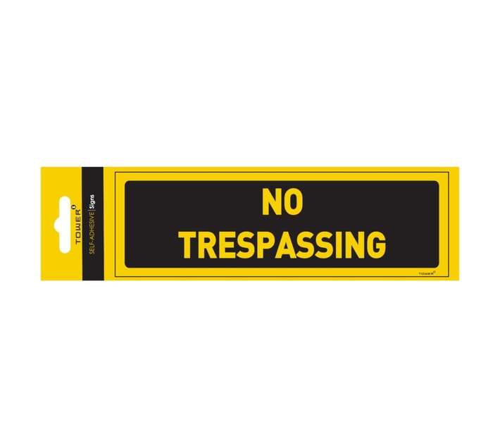 Tower No Trespassing Sign - Black/Yellow (180 x 50mm)