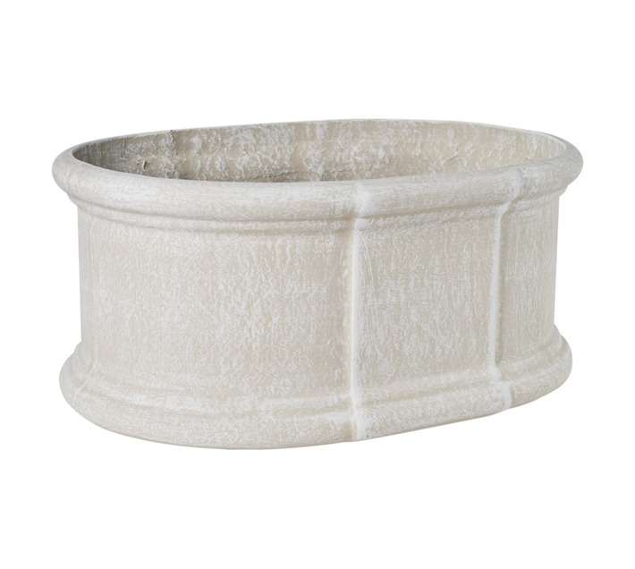 The Pot Story Large Oval Plant Pot - Brown/White (670 x 480 x 300mm)