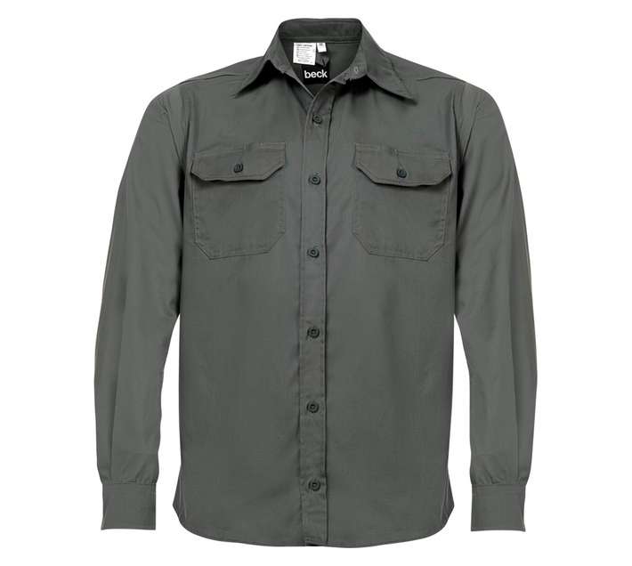 Beck Cotton Long Sleeve Shirt - Olive (L)