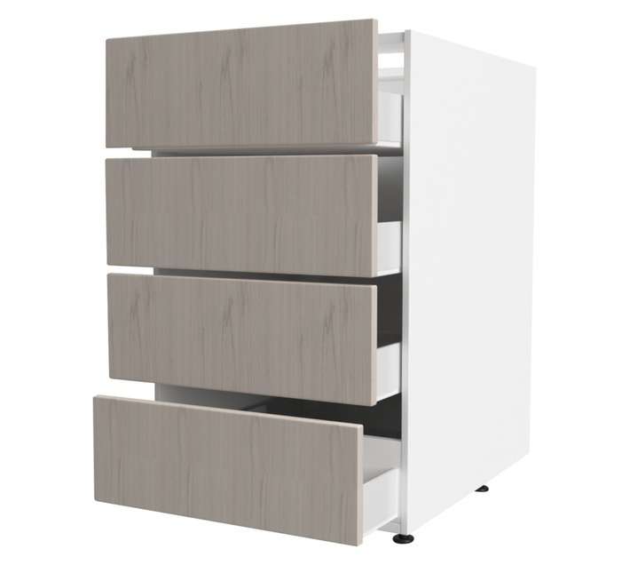 Home and Kitchen Base Unit 4 Drawer Wrap Cabinet - Black Cherry (450mm)