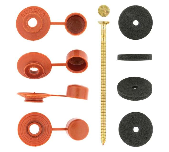 Eureka 50 x Roof Seal Nail and Cap - Brass (120 x 5mm)