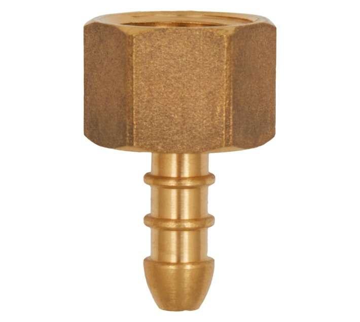 Safegas Female To Hose Tail Adapter - Brass Yellow (12.7mm)