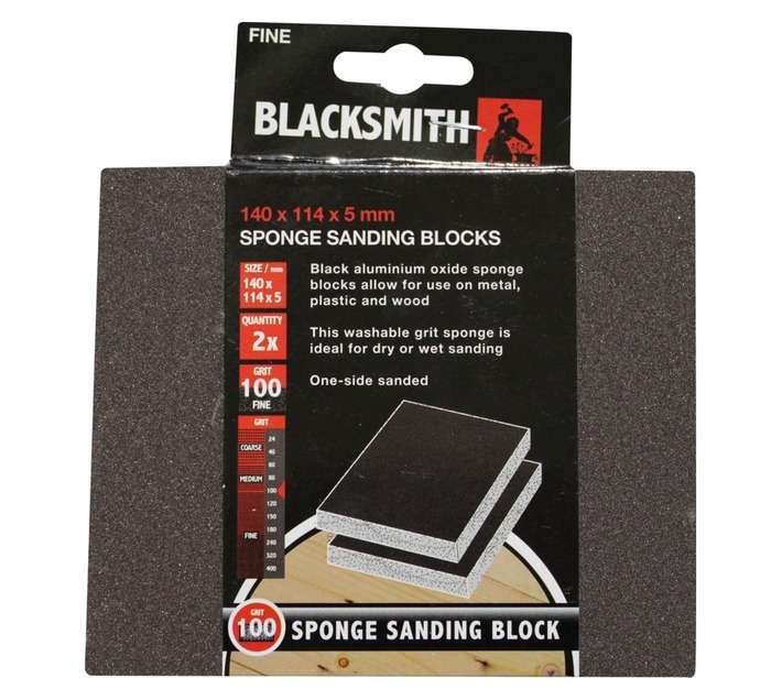 Blacksmith Sponge Sanding Block 100 Grit (140 x 114 x 5mm)