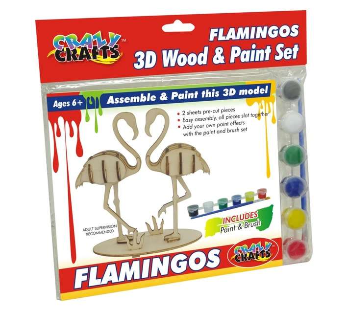 Crazy Crafts 3D Flamingo Wood and Paint Set