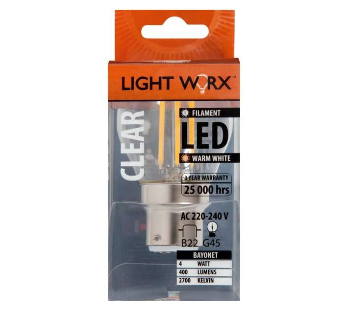 Lightworx LED B22 Filament Golfball Bulbs - Clear (4w)