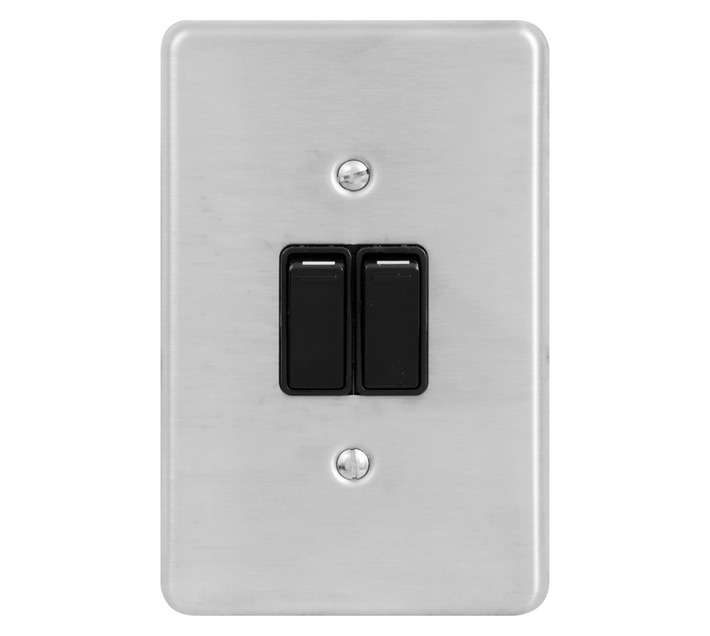 Lesco 2 Lever Black Switch - Stainless Steel