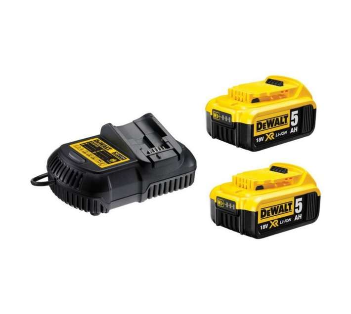 DeWalt 5.0Ah XR Li-Ion Batteries and Charger (2 x 18V)