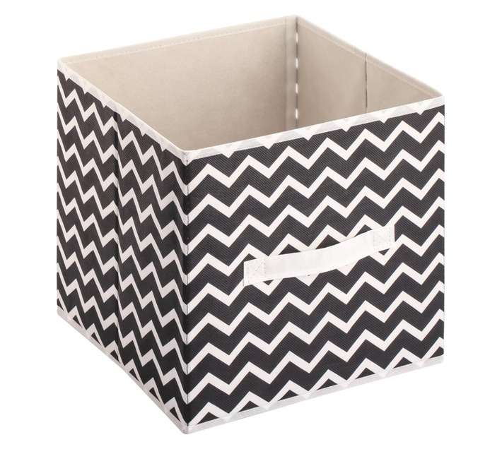 Home and Kitchen Non Woven Cube Storage Trunk - Cream/Black (280 x 280 x 280mm)