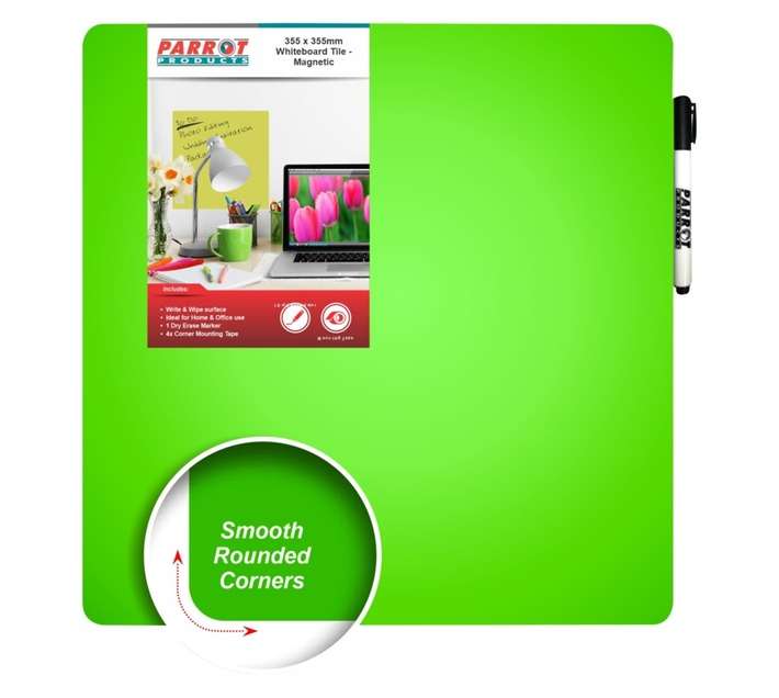 Parrot Products BD1817G Magnetic Whiteboard Tile - Green (355 x 355mm)