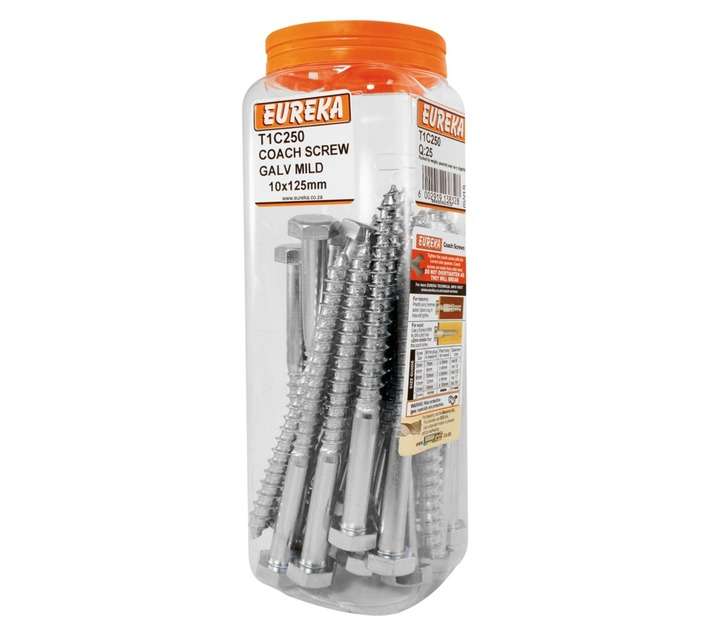 Eureka 10 x 125mm Coach Screw (Q25) Galvanised Mild