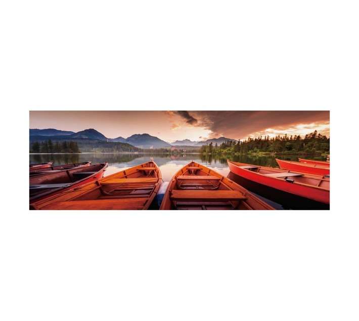 Design House Boats Canvas Print - Orange (400 x 1200mm)