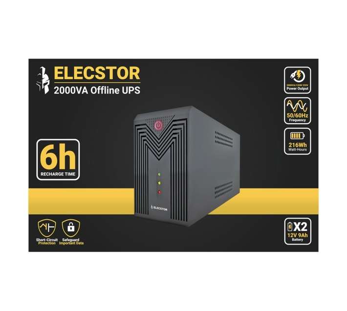 Elecstor 2000VA Offline UPS - Black (1200W)