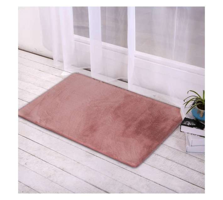 Stefano and Co Sonya Faux Fur Rug - Pink (800 x 530mm)