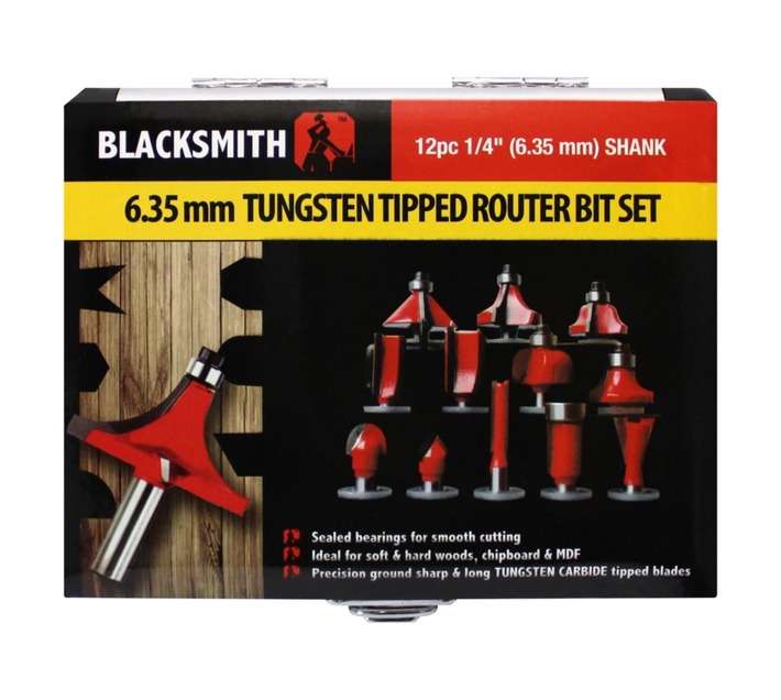 Blacksmith 12 Piece Router Bit Set (1/4 Inch)