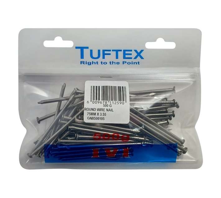 Tuftex Round Wire Nails - Black (75 x 3.55mm)