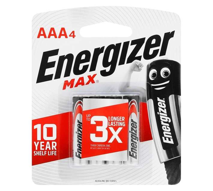 Energizer Max 4 x Alkaline Batteries (AAA) E300577500