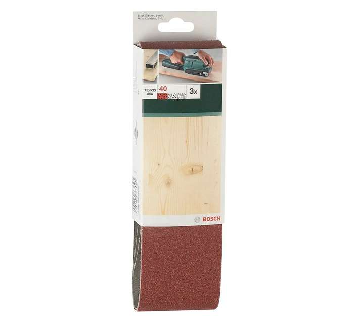 Bosch 3 x 80 Grit Sanding Belt (75 x 533mm)
