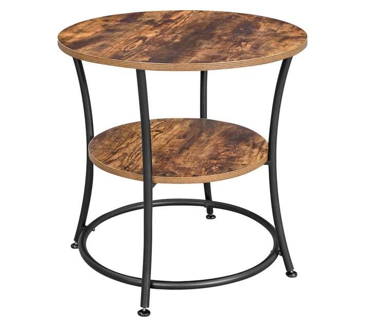 Lifespace Unique Living Room Round Coffee Side Table - Rustic Brown (550 x 550mm)