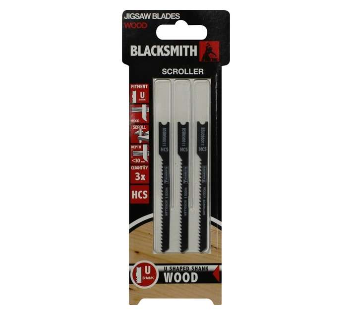 Blacksmith U Shank wood Scroll 30mm Jigsaw Blade (3 piece)