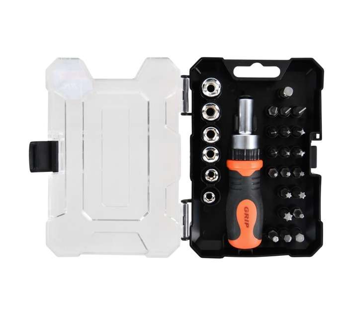 Grip 27 Piece Stubby Screwdriver and Bit Set - Orange/Black