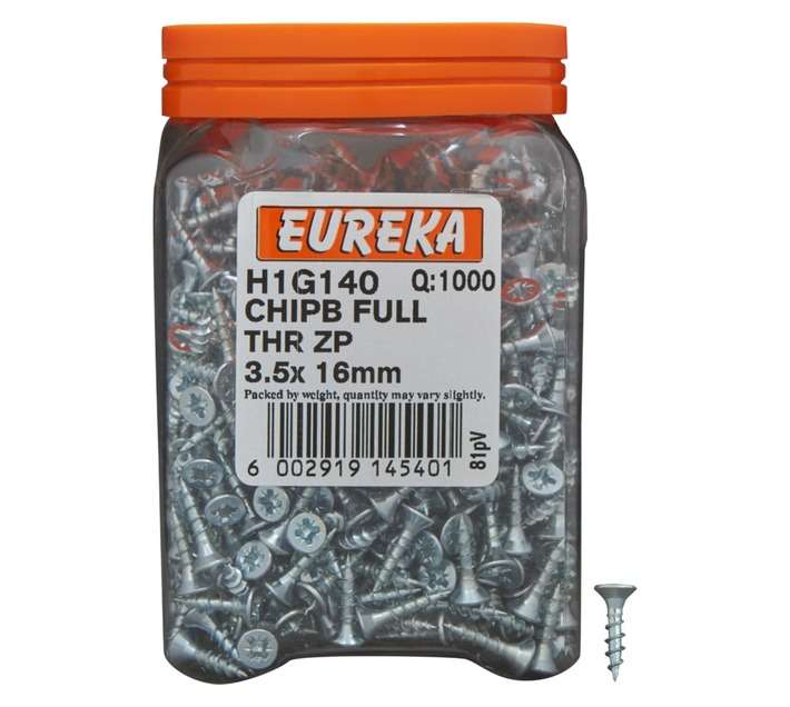 Eureka H1G140 3.5 x 16mm Chipboard Screw Zinc (1000 Pack)