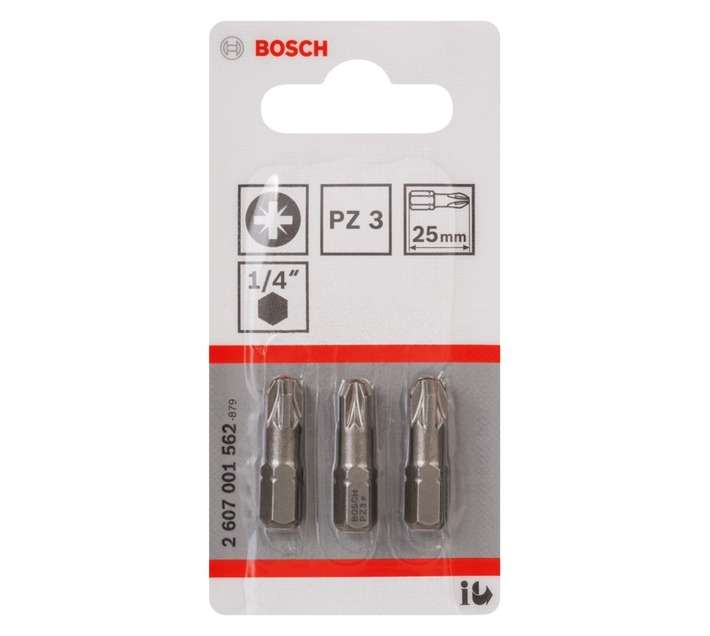 Bosch 3 Piece Hard Screwdriver Bit Set (PZ 3.25mm)
