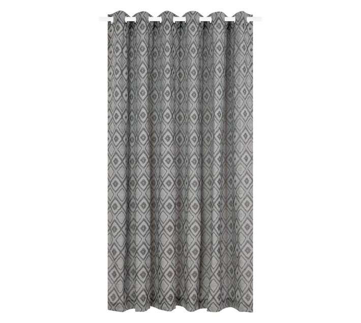 Design House Jacquard Arlo Geo Taped Curtain - Dark Grey (2250 x 1400mm)