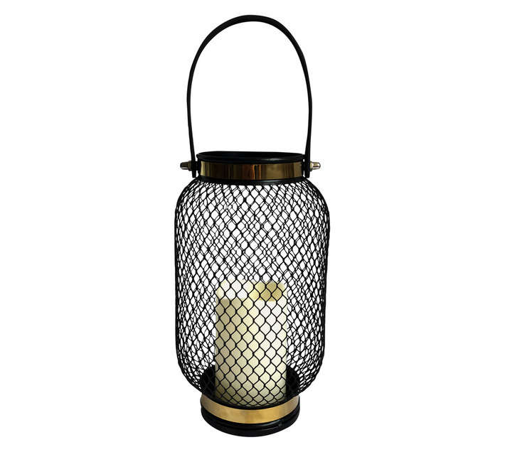 Design House Indoor Hand-Held Lantern - Black/Gold (160 x 160 x 270mm)