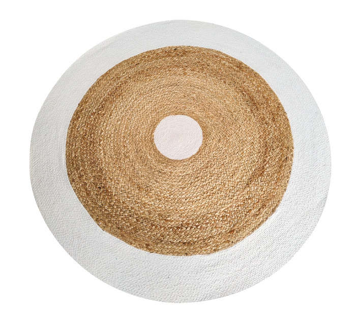 Jute Round Rug - White/Natural (1200mm)