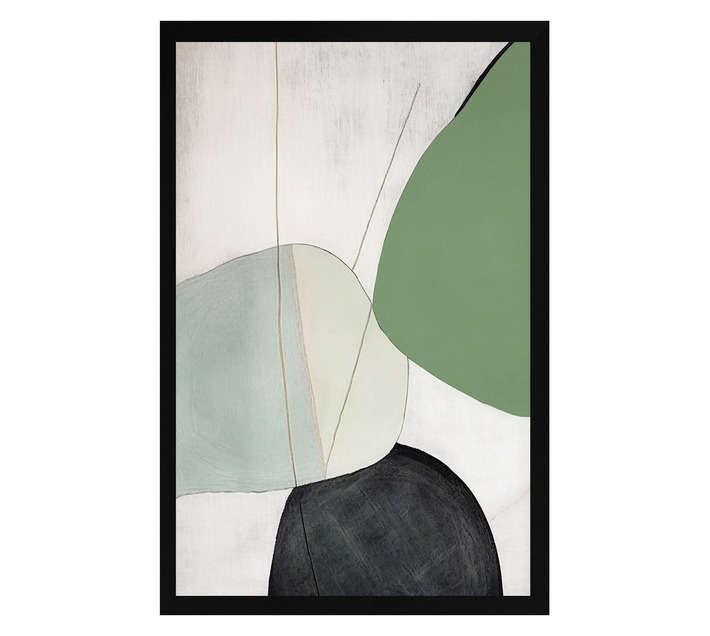 Amber Bay Framed Element 3 Canvas Print - Sage (640 x 940mm)