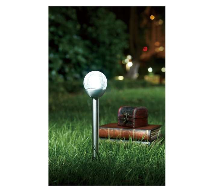 Solar Flair Crackle Ball LED Stake Light - White (60mm)