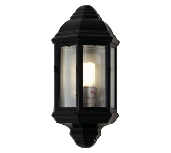Eurolux O24B Bevelled Glass Half Lantern - Black (60W)