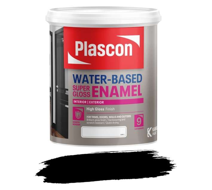Plascon Water Based Super Gloss Enamel - Black (1L)